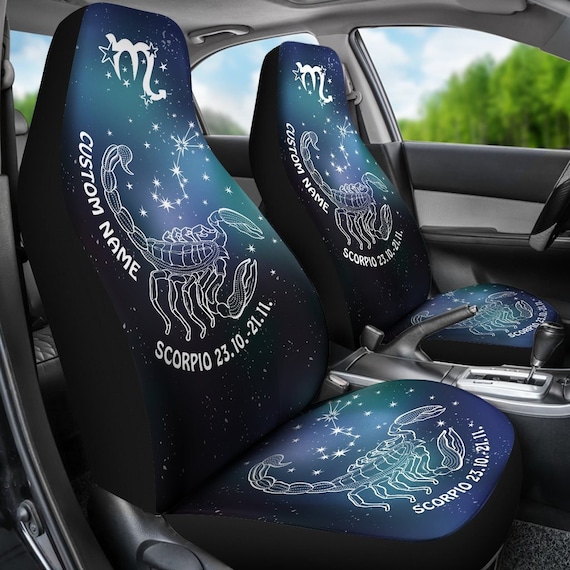 Personalized Scorpio Horoscope Zodiac Star Sign Car Seat Covers Front Car Cover Gift Scorpio Custom Car Seats Print Set Pair of Covers Etsy