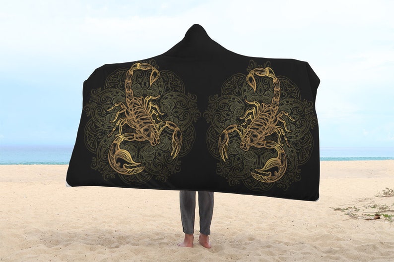 Scorpio Hooded Blanket Hooded Scorpio Throw Golden Scorpion Etsy