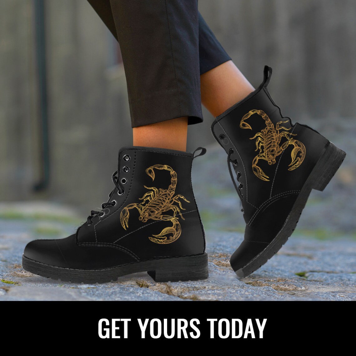 Scorpio Zodiac Boots Booties Scorpion Shoes Art Scorpion Etsy