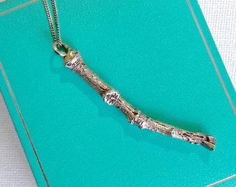 Sterling silver twig pendant 24 inch chain - statement silver necklace - unique pendant - luxury stocking filler - silver pendant - gift