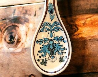 Vintage Turkish Spoon Rest - Beautiful Hand Painted Turkish Ceramic Spoon Rest - Eclectic Kitchen Décor