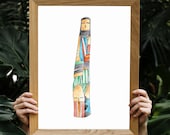 Hopi Kachina Inspired Art Print - Hand-Illustrated Hopi Kachina Style Spirit Art Beautifully Printed on Matte Paper - 5x7 8x10 11x14