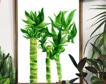 Watercolor Bamboo Art Print - Hand Painted Bamboo Printed on Linen Paper - 5x7 8x10 11x14 - Bamboo Wall Art - Unique Gift