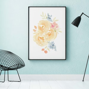 WATERCOLOR Flower Bouquet,Hand Painted Peony + Hydrangea Bouquet Printed on Linen Paper,5x7 8x10 11x14,Unique Gift,Watercolor Flower Art