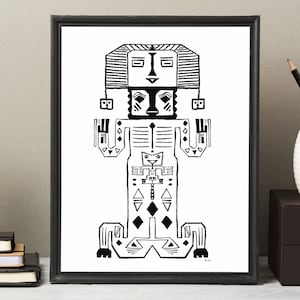 Mayan Totem Art Print - Hand Painted Mayan God Totem Printed on Matte - 5x7 8x10 11x14 - Unique Gift Idea