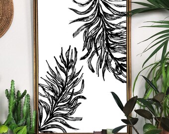 Jungle Wall Art, Jungle Art, Print, Tropical Print, Black Jungle Art, Palm Leaf, Tropical Art, Palm Leaves Print, Palm Leaves Painting, 8x10
