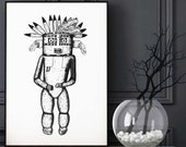 Hopi Kachina Inspired Art Print - Hand-Illustrated Hopi Kachina Style Spirit Art Beautifully Printed on Matte Paper - 5x7 8x10 11x14