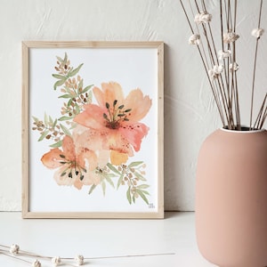 Watercolor Hibiscus Flowers - Hand-Painted Hibiscus Flowers Printed on Linen Paper - 5x7 8x10 11x14 - Unique Gift - Tropical Flowers
