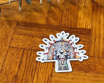 Handpainted Vinyl Refrigerator Magnet, Hopi Kachina Inspired Refrigerator Magnet Sticker, 3" x 2.71" Die Cut Magnet, Unique Gift Idea