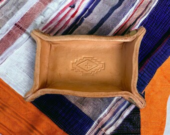 Handmade Leather Mini Tray - Genuine Leather Tray for Rings - One of a Kind Handmade Ring Dish - Unique Gift - Sustainably Made