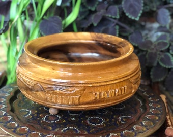 Vintage Hand Carved Wooden Hawaii Bowl - Handmade + Hand Carved Hawaii Bowl - Unique Hawaii Decor - Gift Idea