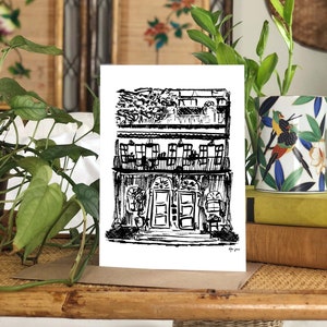 Hand Illustrated New Orleans 5x7 Greeting Card with Envelope - Bourbon Street New Orleans Greeting Card on Beautiful Matte 5x7
