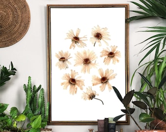 Pressed Daisies Art Print - Dried + Pressed Colorado Wild Daisies Printed on Linen Paper 5x7 8x10 11x14 - Unique Gift Idea