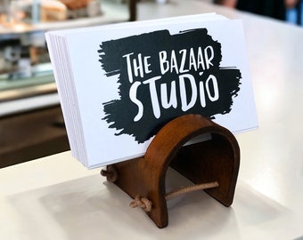 Handmade Leather Business Card Holder - Genuine Leather Card Holder for Desk - One of a Kind Handmade Gift - Sustainably Made