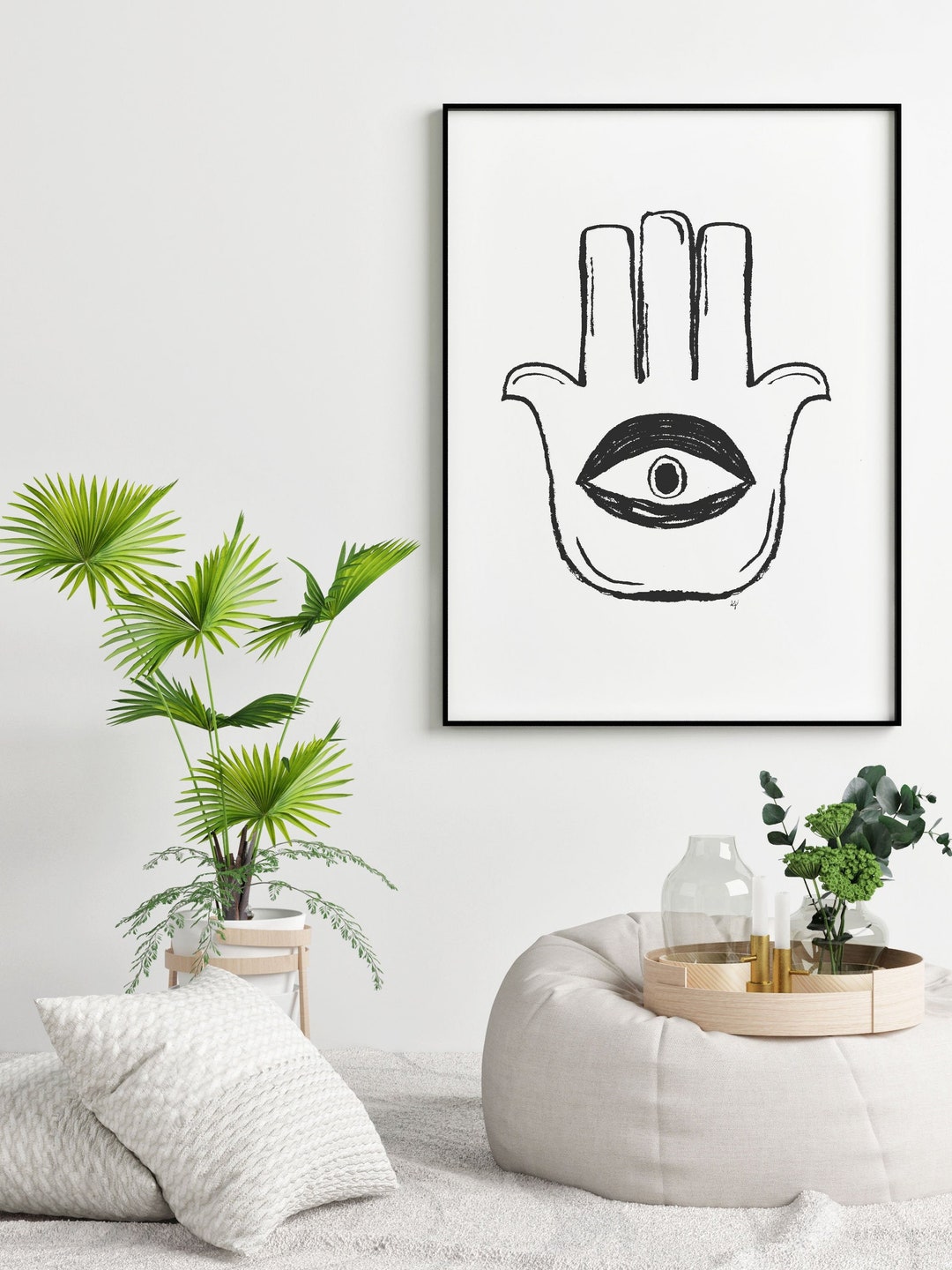 Hamsa Hand Middle Eastern Art Print Hand Painted Hamsa - Etsy