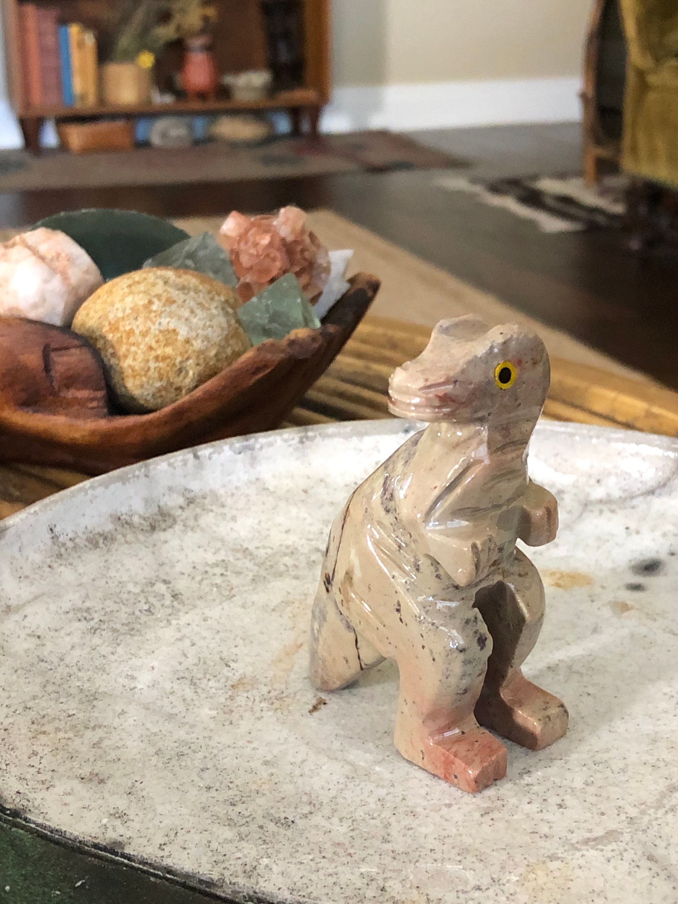 Soapstone T-rex Carving - Peruvian Carved Soapstone Tyrannosaurus