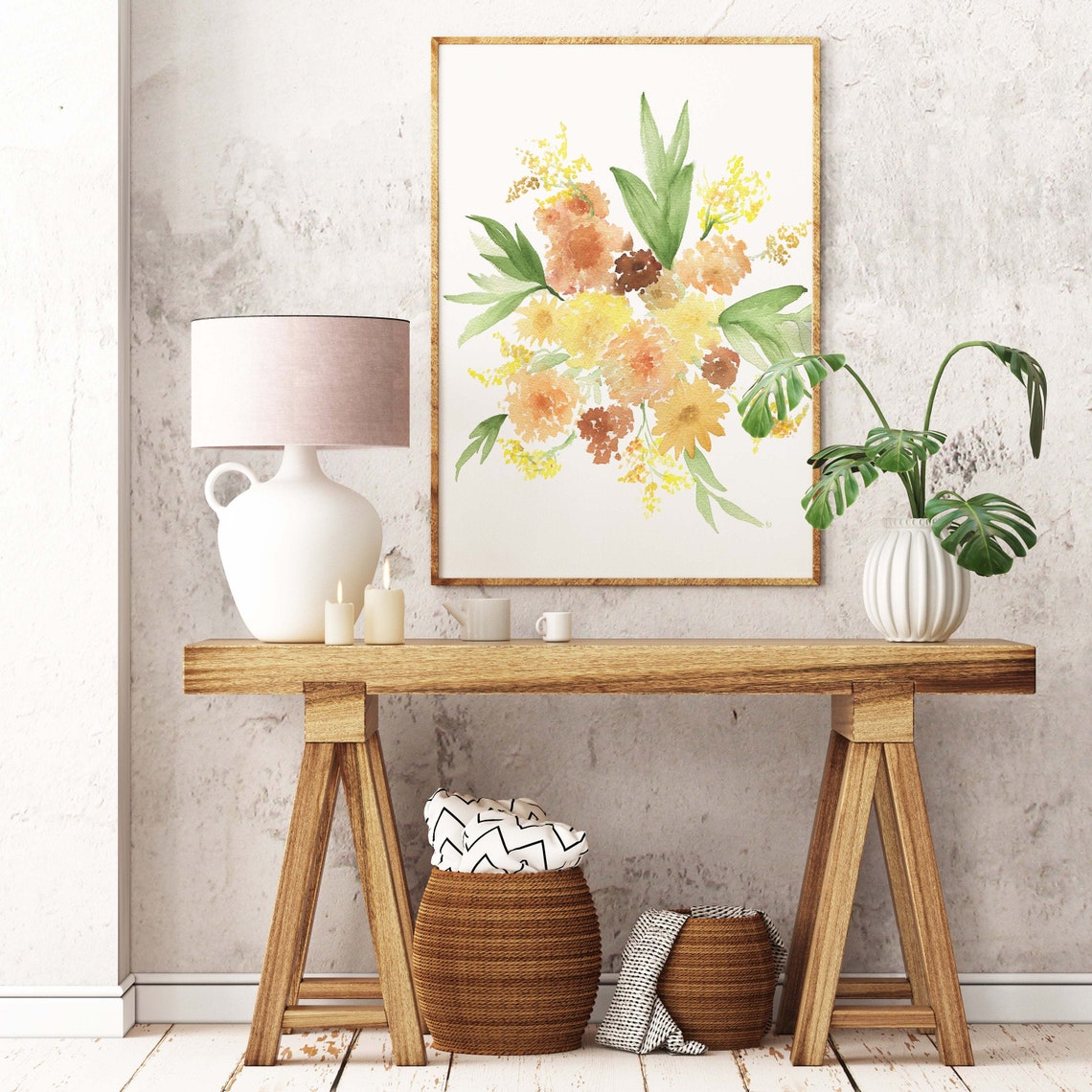 Watercolor Flower Bouquet Art Print - Hand Painted Flower Bouquet ...
