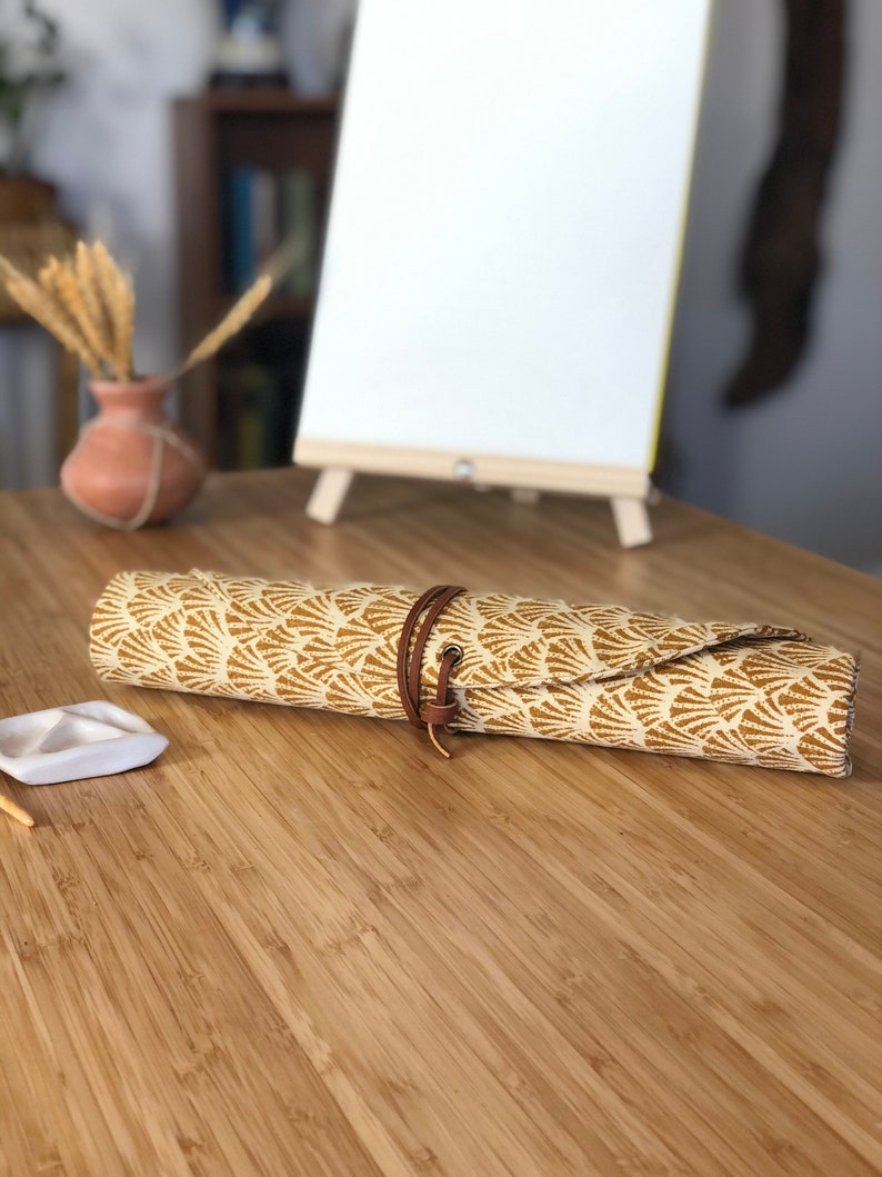 One-Of-A-Kind Fabric Organizer Roll for Brushes Artist Organizer Roll HANDMADE Artist Roll Unique Gift Idea -