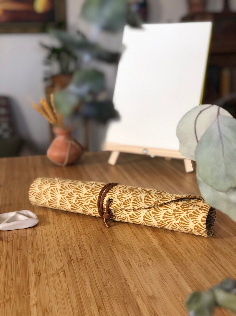 One-Of-A-Kind Fabric Organizer Roll for Brushes Artist Organizer Roll HANDMADE Artist Roll Unique Gift Idea -