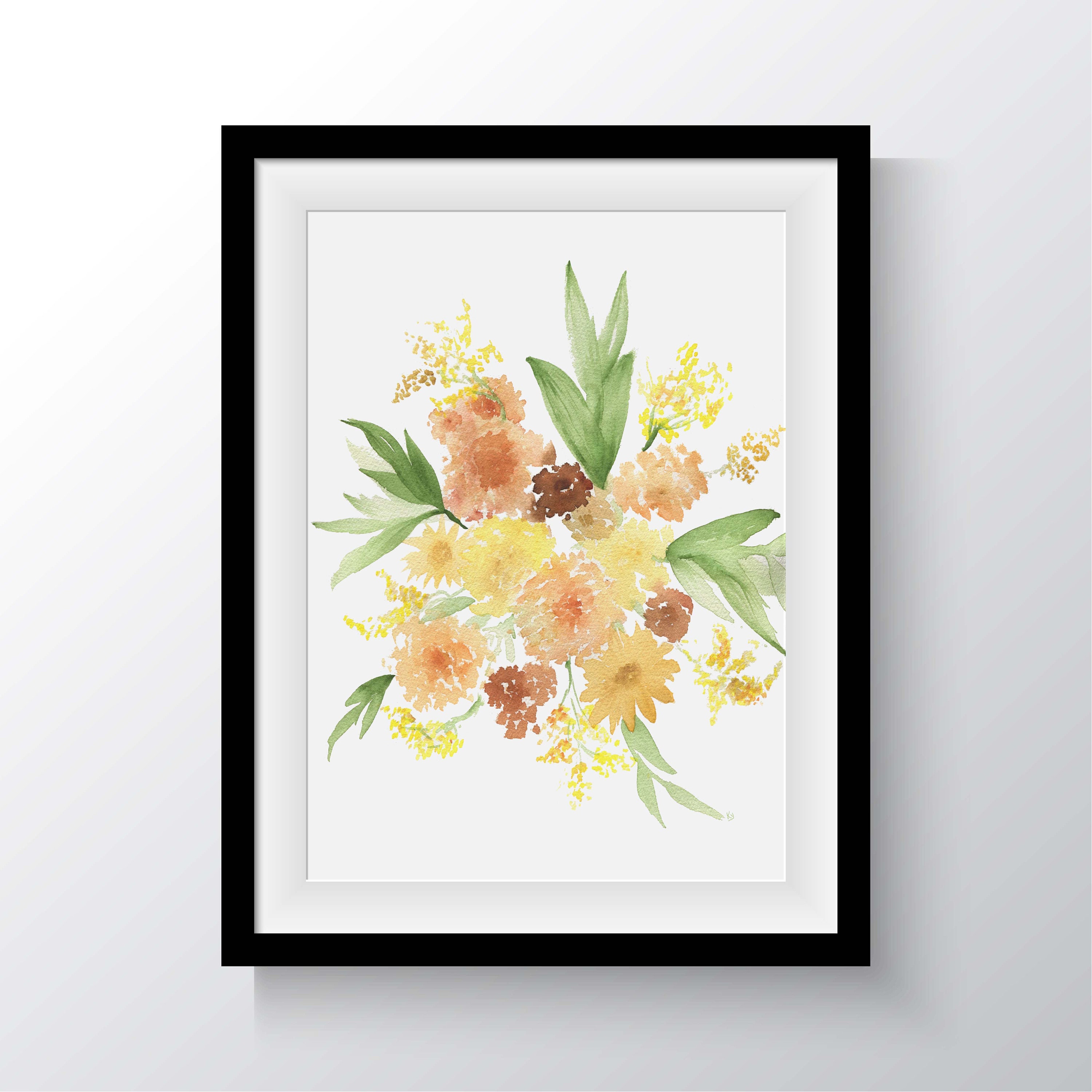 Watercolor Flower Bouquet Art Print - Hand Painted Flower Bouquet ...