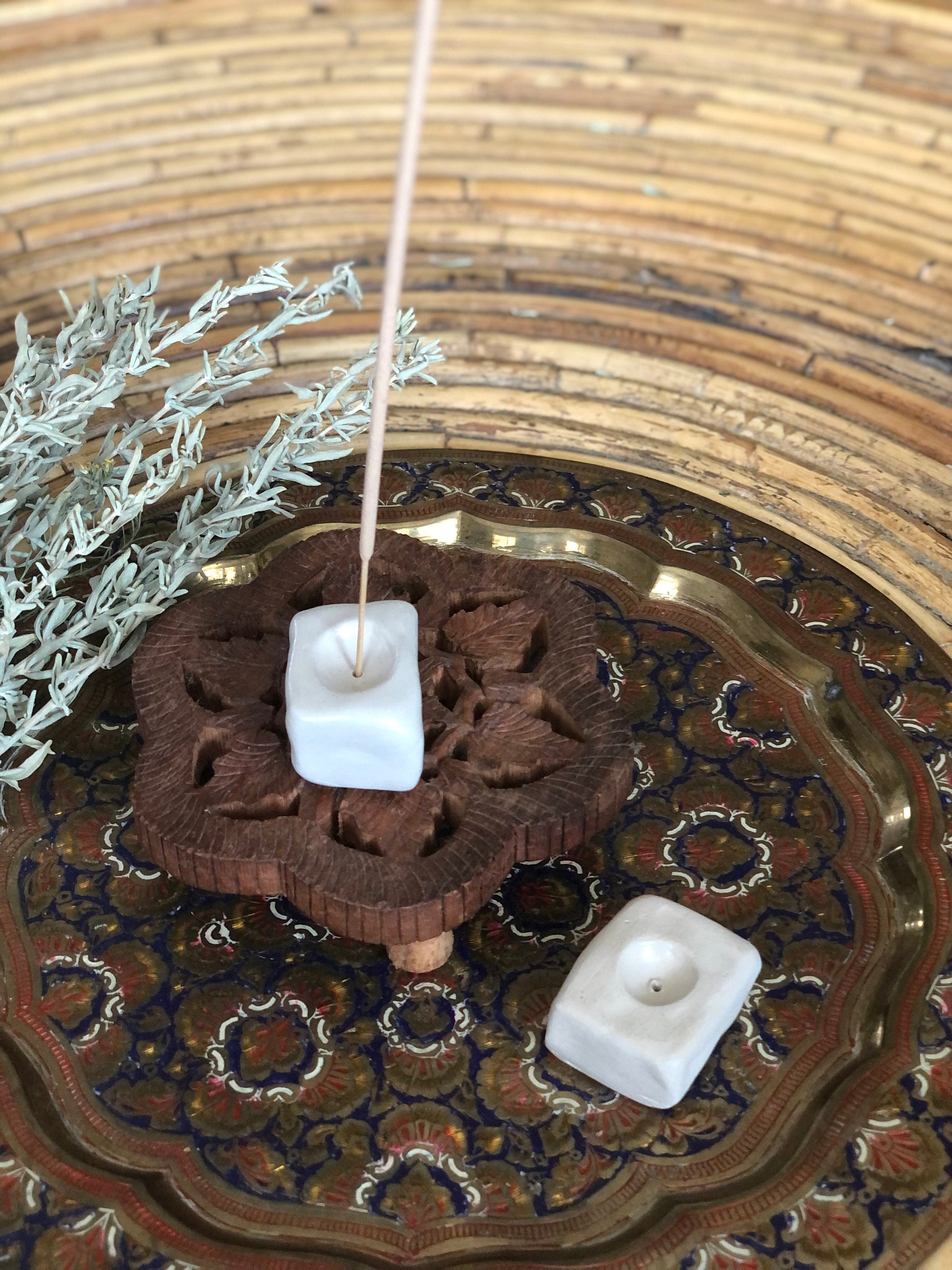 Handmade Clay Incense Holders 2 Unique Natural White Square Etsy