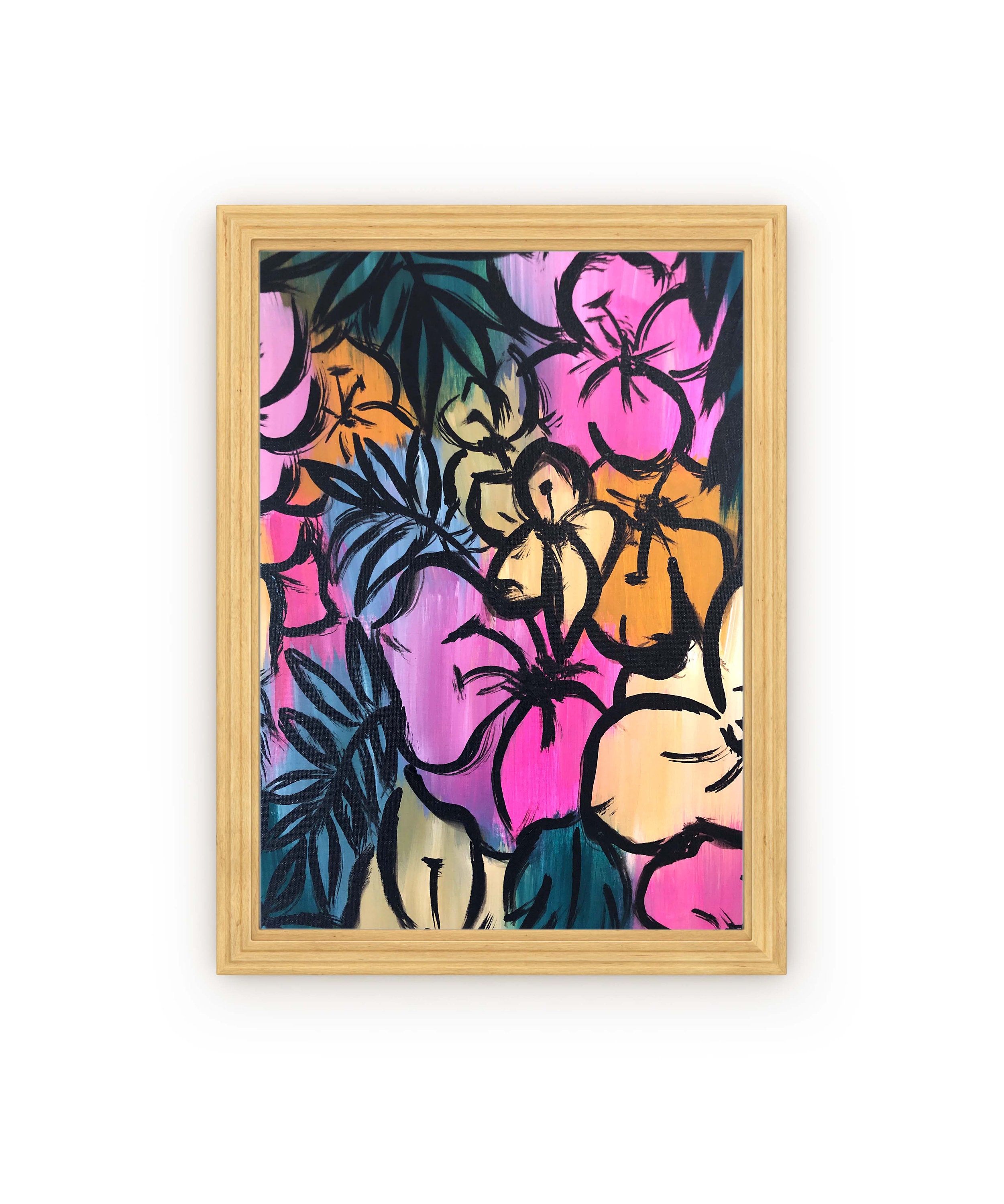 Tropical Flowers Art Print Hand Painted Acrylic Tropical - Etsy