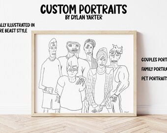 CUSTOM PORTRAIT - Bizarre Beasts  Family Portrait Art - Digital Custom Portrait - Custom Portrait Art Print - 5x7 8x10 11x14 Unique Gift