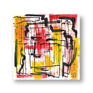 12x12&quot; Neo Expressionist Painting by Dylan Yarter - Mixed Media on Paper Original Painting - Modern Art - Unique Wall Decor
