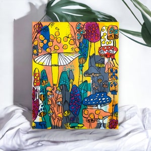 16x20 Mushroom Painting by Kate Yarter - FUNKY FUNGI Acrylic Painting - Original Acrylic on Canvas Painting