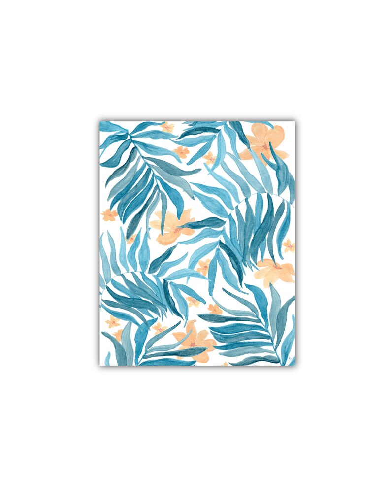 Palm Decor Blue Palm Hand Painted Print Watercolor Palm Painting Palm Leaf Painting Tropical Print Gallery Wall Tropical Wall Art