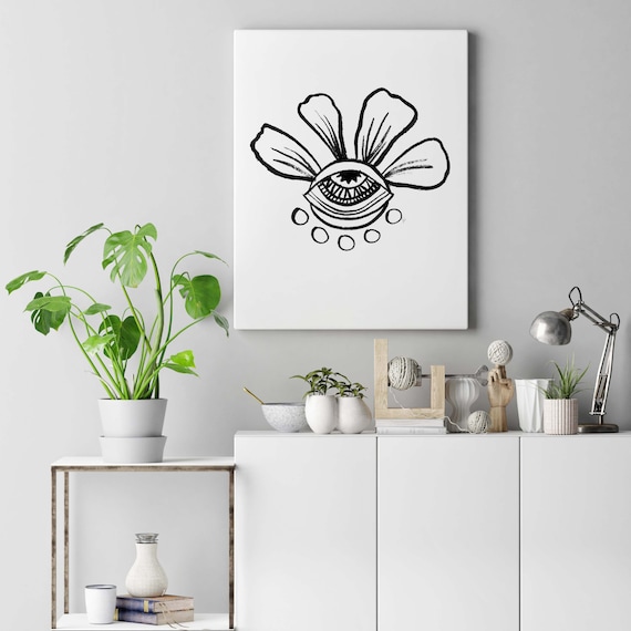 All Seeing Eye Flower,black and White All Seeing Eye Flower,fine