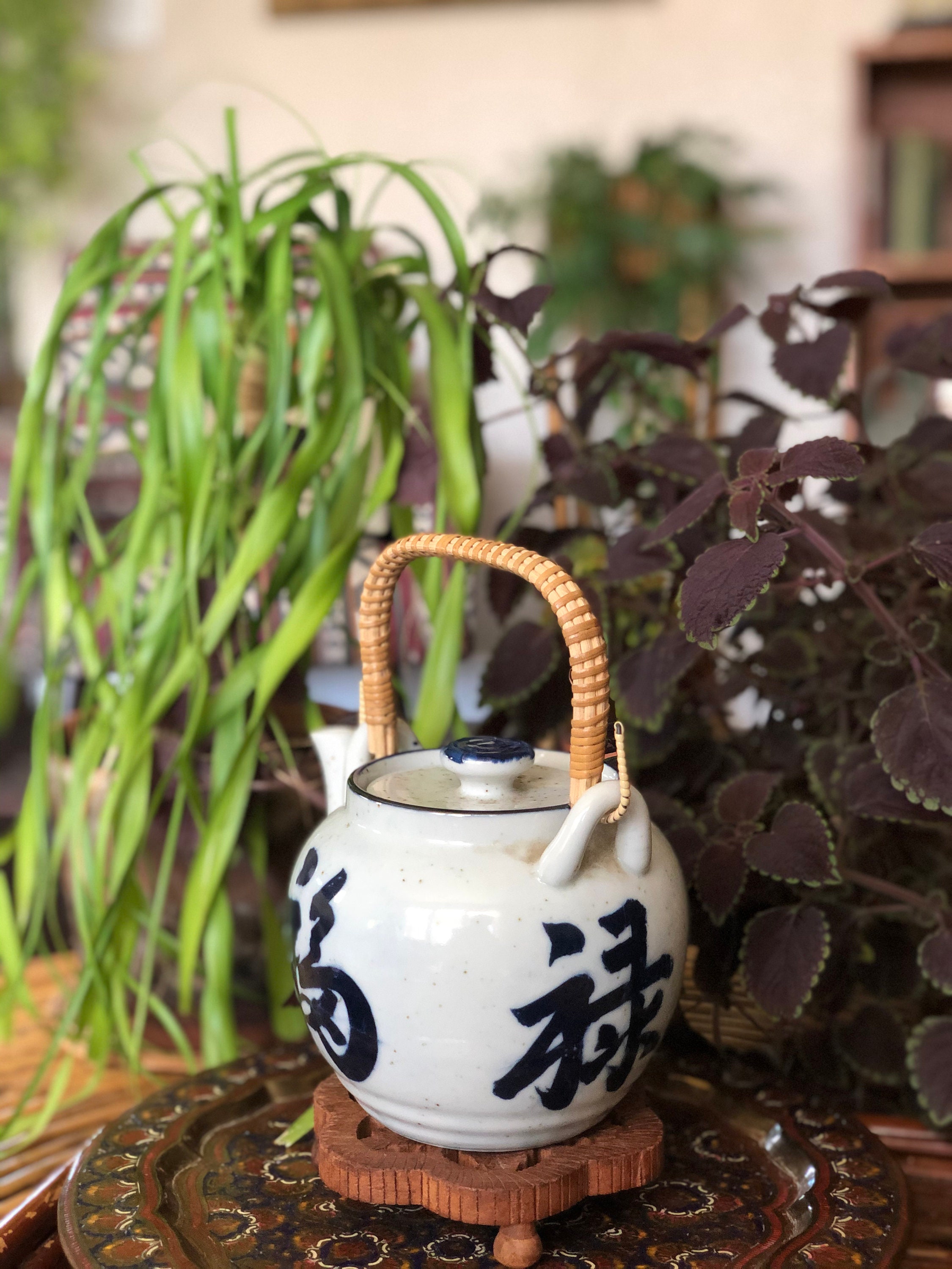 VINTAGE Asian Tea Set - Ceramic Sake/tea SET of 3 With