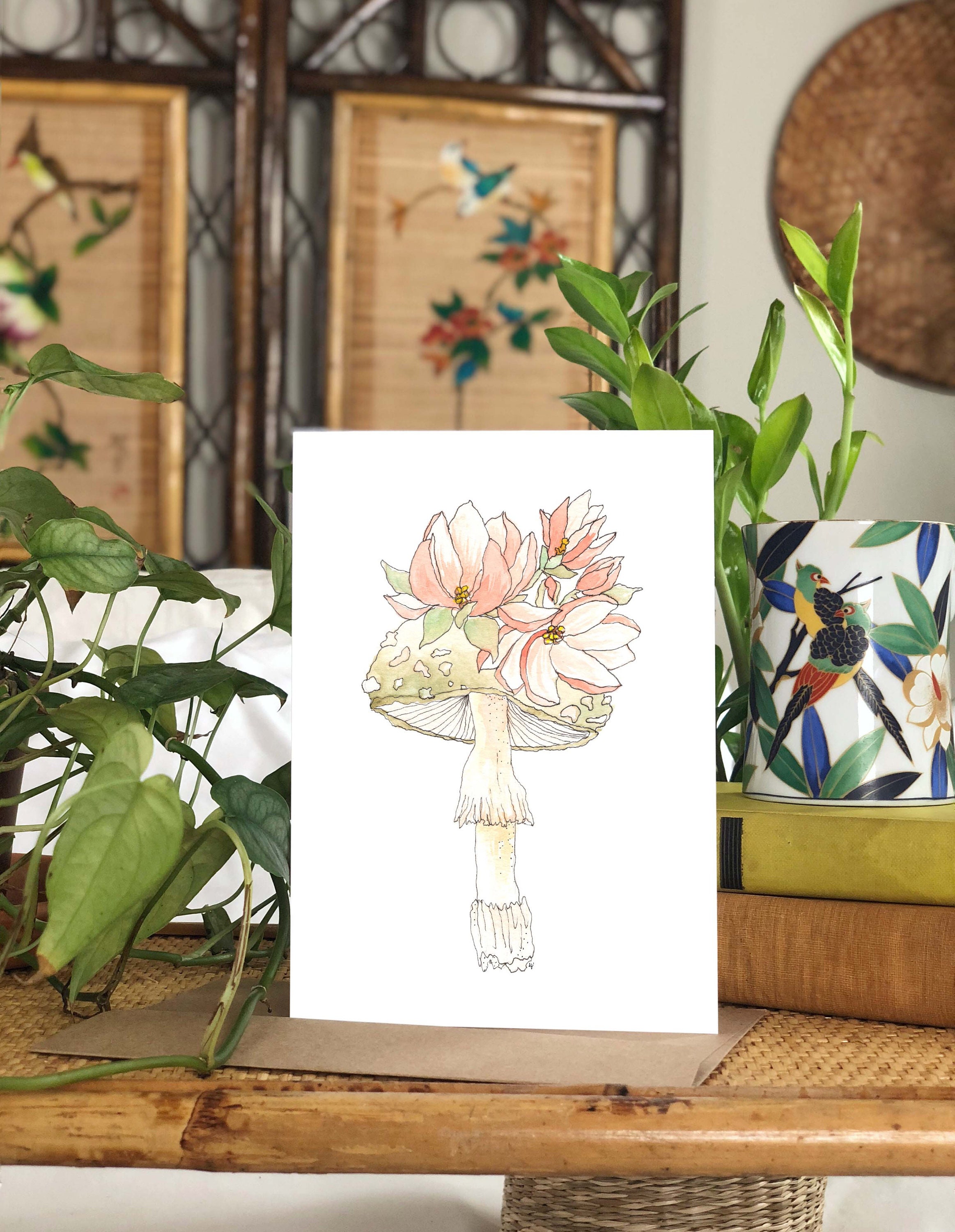 Watercolor Mushroom Art Print Mushroom Painting Printed on | Etsy