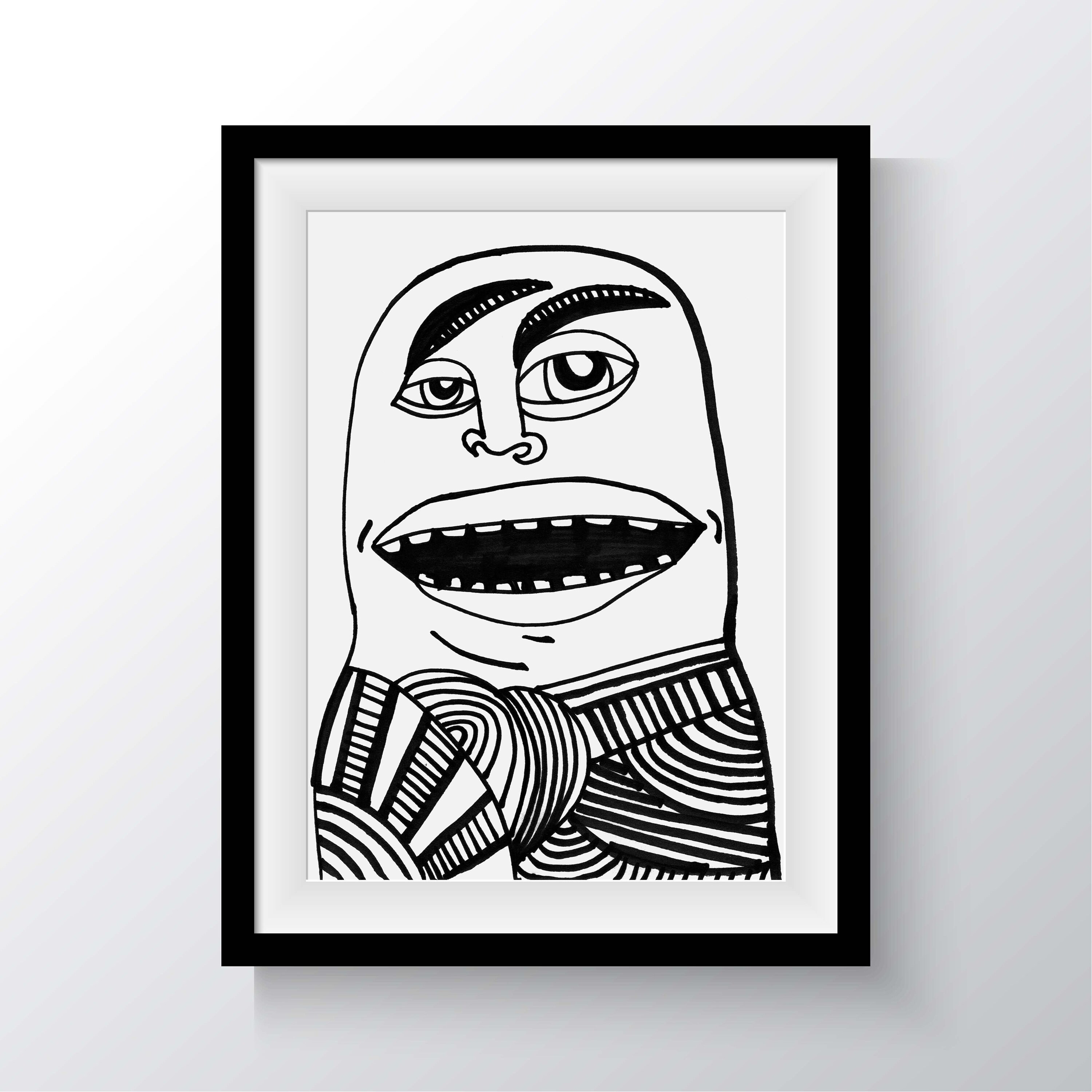 Funny Monster Art Print - Hand Painted Portrait Illustration Funny Monster Art Print - Hand Painted Portrait Illustration