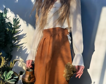 HANDMADE APRON - One Of A Kind High-Waisted Skirt Apron - Women's 2 Pocket Skirted Apron - Minimal High-Waisted Apron