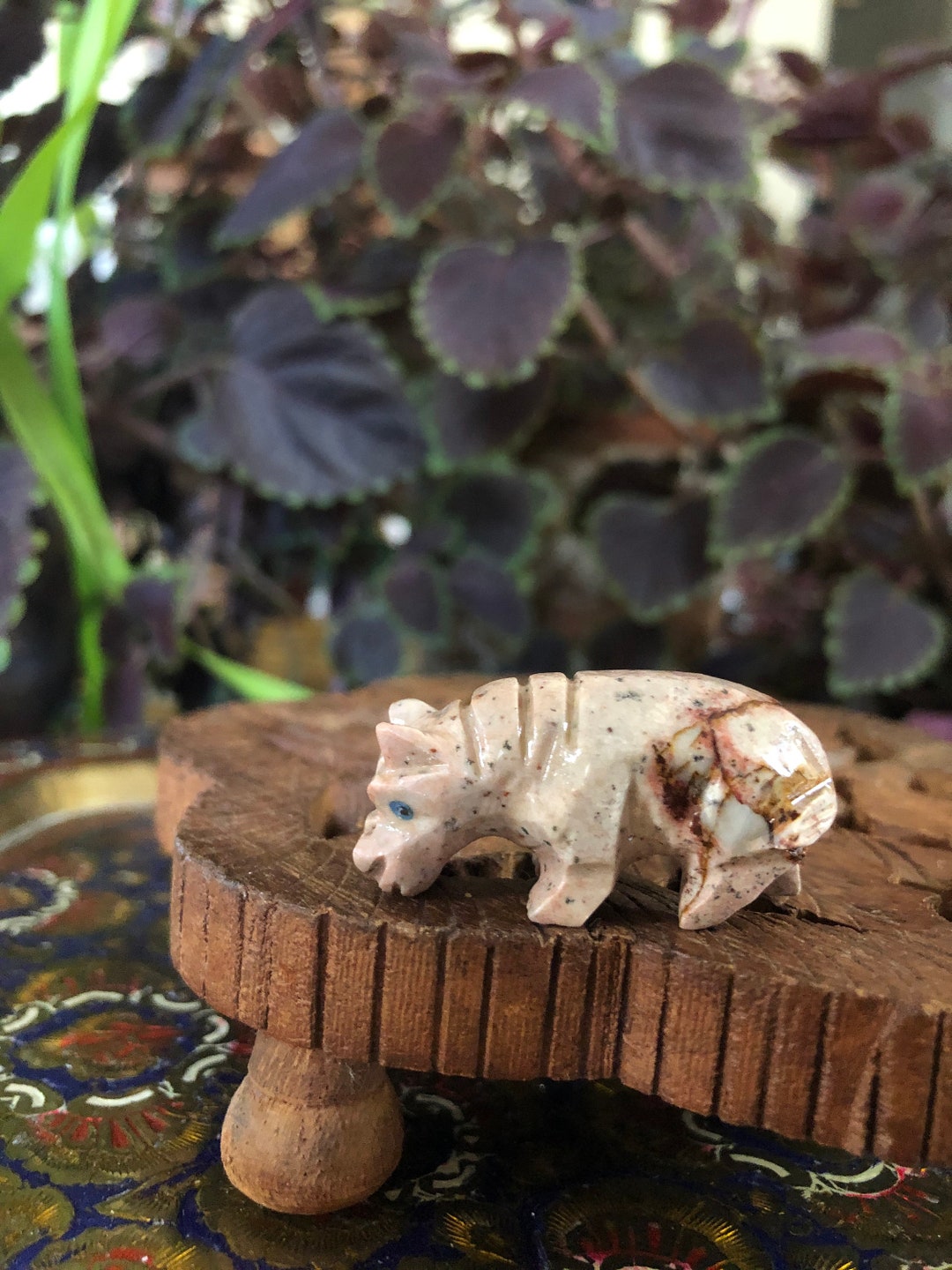Handmade Mini Soapstone Hippo Carving Peruvian Carved Soapstone Hippo