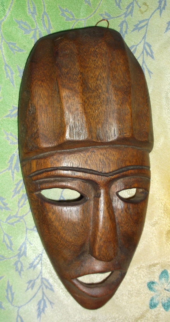 Vintage carved wood African mask small