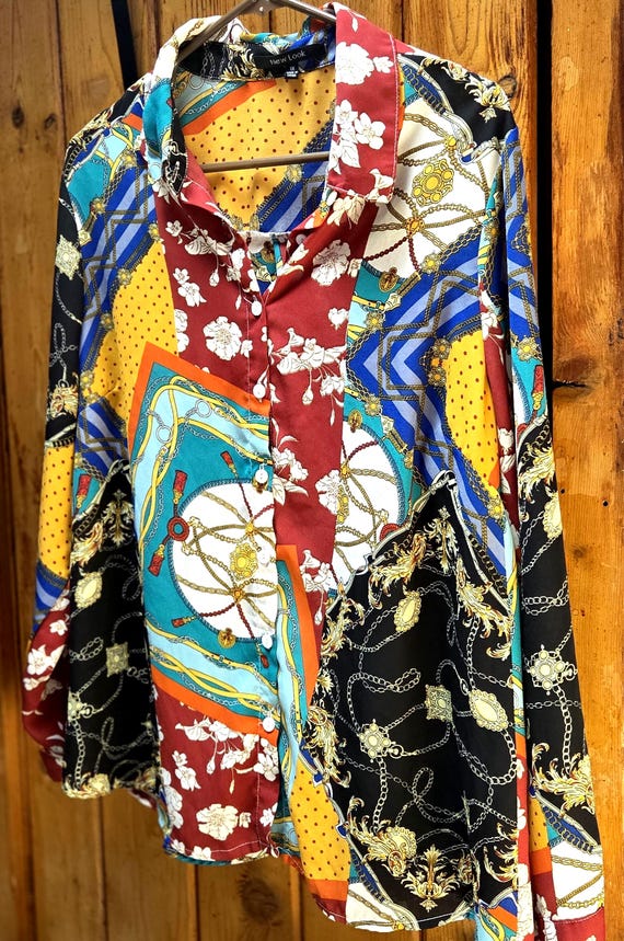 Vintage patchwork design blouse nothing matches f… - image 3