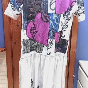 Dynamite artisan made V.C.Torias cotton Dress Artsy Large purple handpainted Large ooak