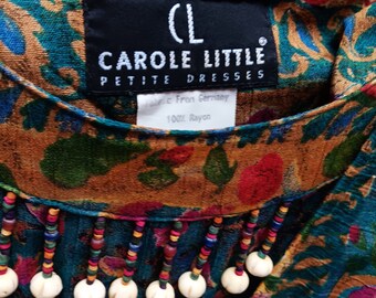 Vintage Carole Little stunning dress with vest  M-L Lovely
