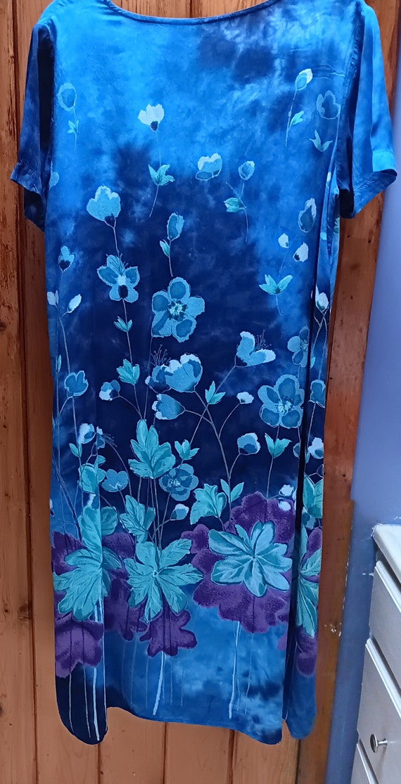 Vintage LaCera shift dress blues floral Medium de… - image 3