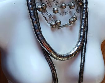 Vintage unique silver boho necklaces layers balls chain unkown metal content