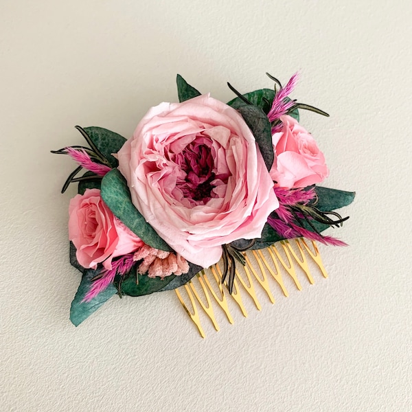 Peigne floral rose