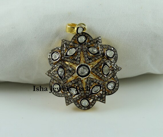 Natural Rose Cut Diamond Uncut Diamond Polki Gold 925 Sterling