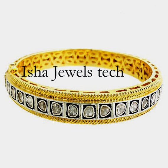 Diamond Jewelry Natural Diamond Polki & Diamond Gold & Sterling Silver Bracelet Diamond Jewelry Natural Diamond Polki & Diamond Gold & Sterling Silver Bracelet