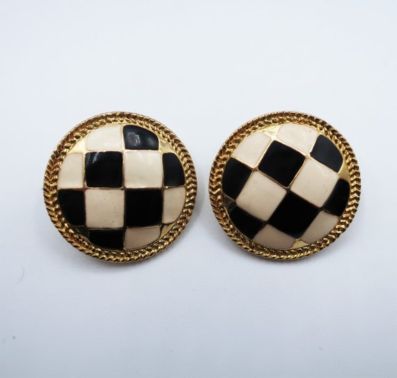 Vintage Checkered Earrings
