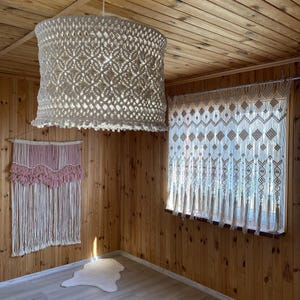 手作りマクラメカーテン - オーダーメイド - サイズと色はカスタマイズ可能