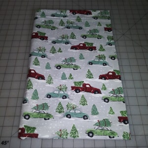 ready to ship Christmas tree on truck car crib sheet.on grey.