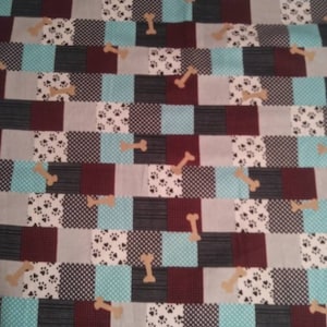 Paw and bone patch work crib sheet.Nursery sheet.Fitted toddler sheet.Ready to ship