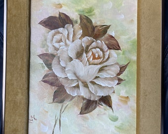 Vintage Original Painting Signed By Artist by Unknown G.H. Beautiful Floral Flower Arrangement Still Life